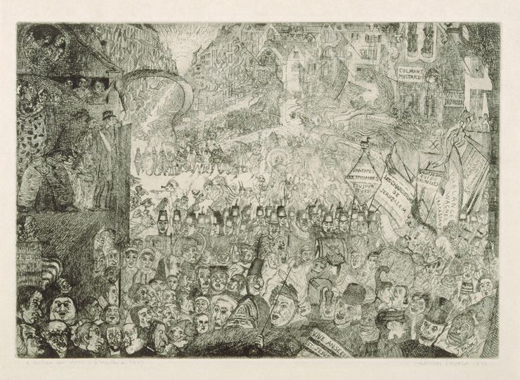 James Ensor, De intrede van Christus in Brussel, koperets, 1898